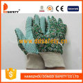 Women′s Garden Gloves. Green Dots on Palm. Flower Design (DGB206)